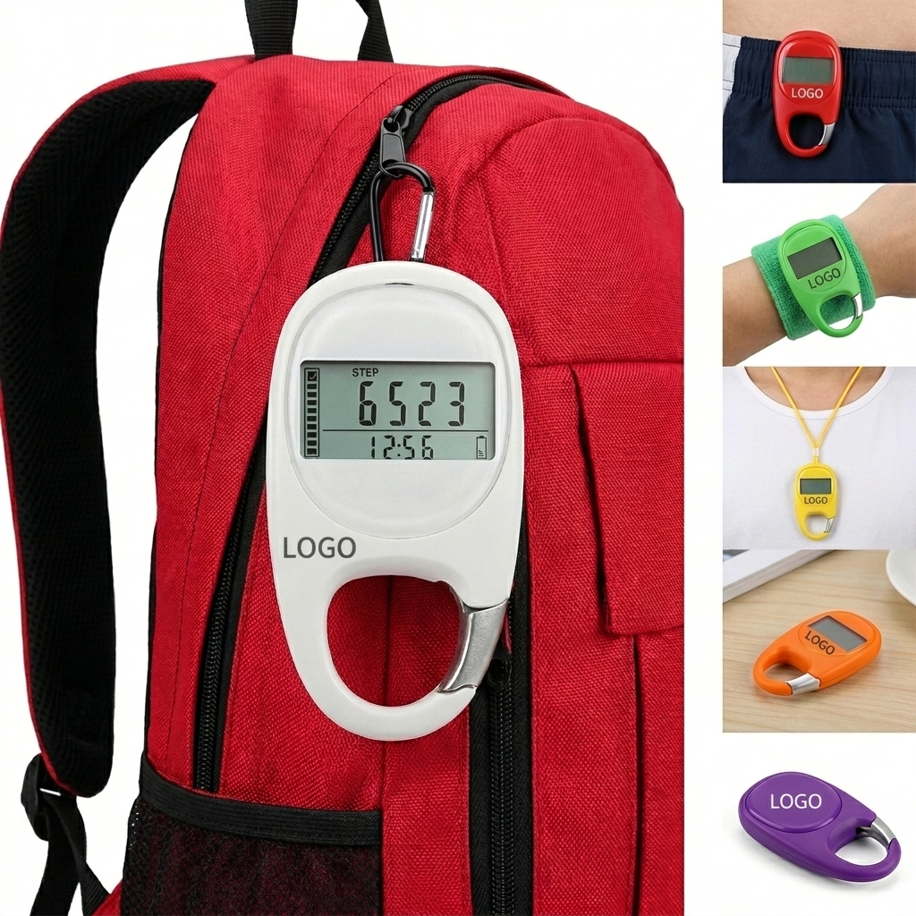 Multi-Position 3D Step Counter with Clip, Goal Tracker & History Memory