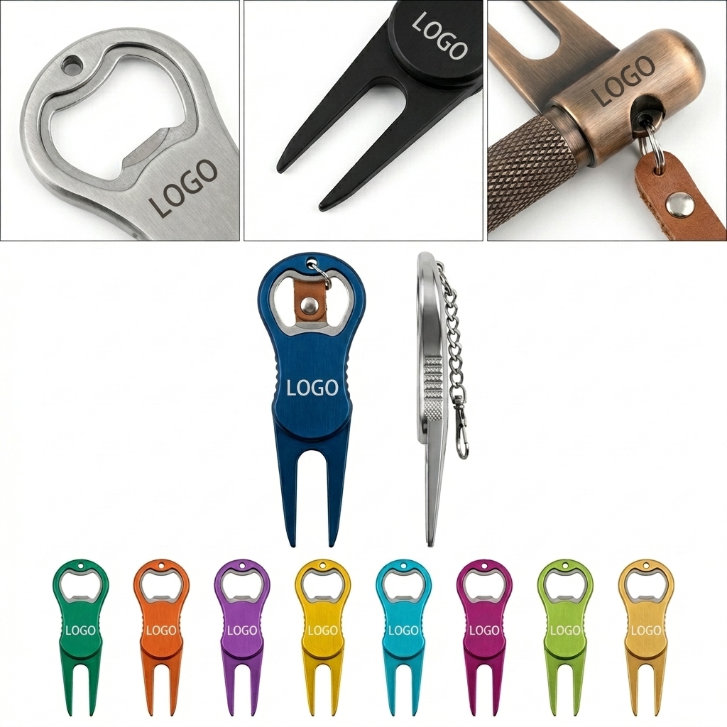 Aluminum Golf Divot Repair Tool with Integrated Bottle Opener