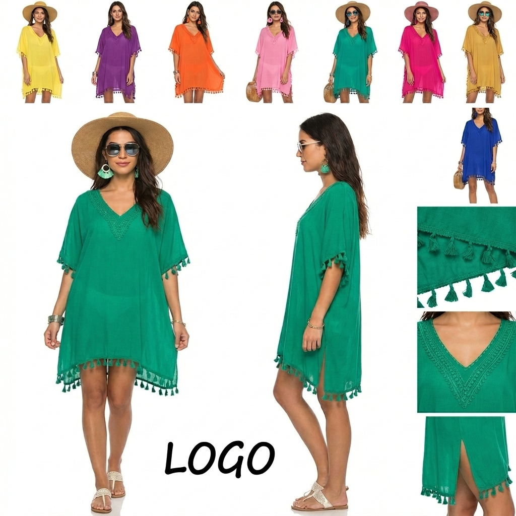 Vibrant Solid Color Beach Cover-Up - Lightweight Polyester Shawl