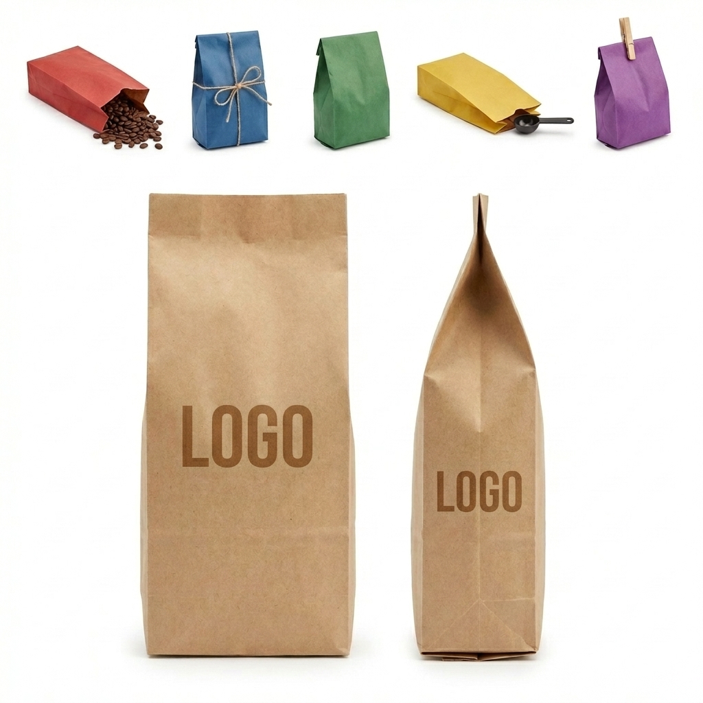 Custom Multi-Color Paper Coffee Bags with Window
