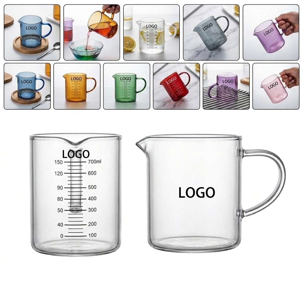 700ml Multi-Color Glass Measuring Pitcher for Bar & Kitchen