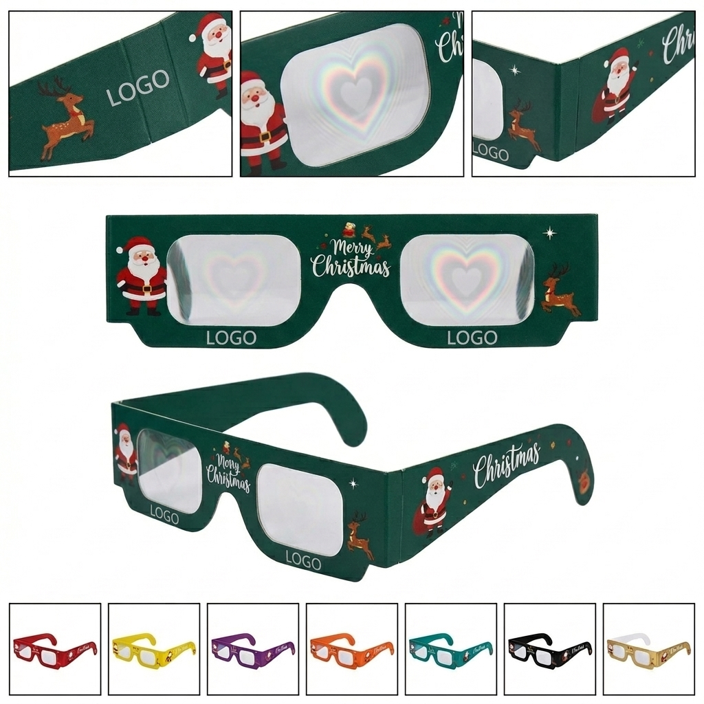 Dark Green Christmas Pattern Diffraction Glasses