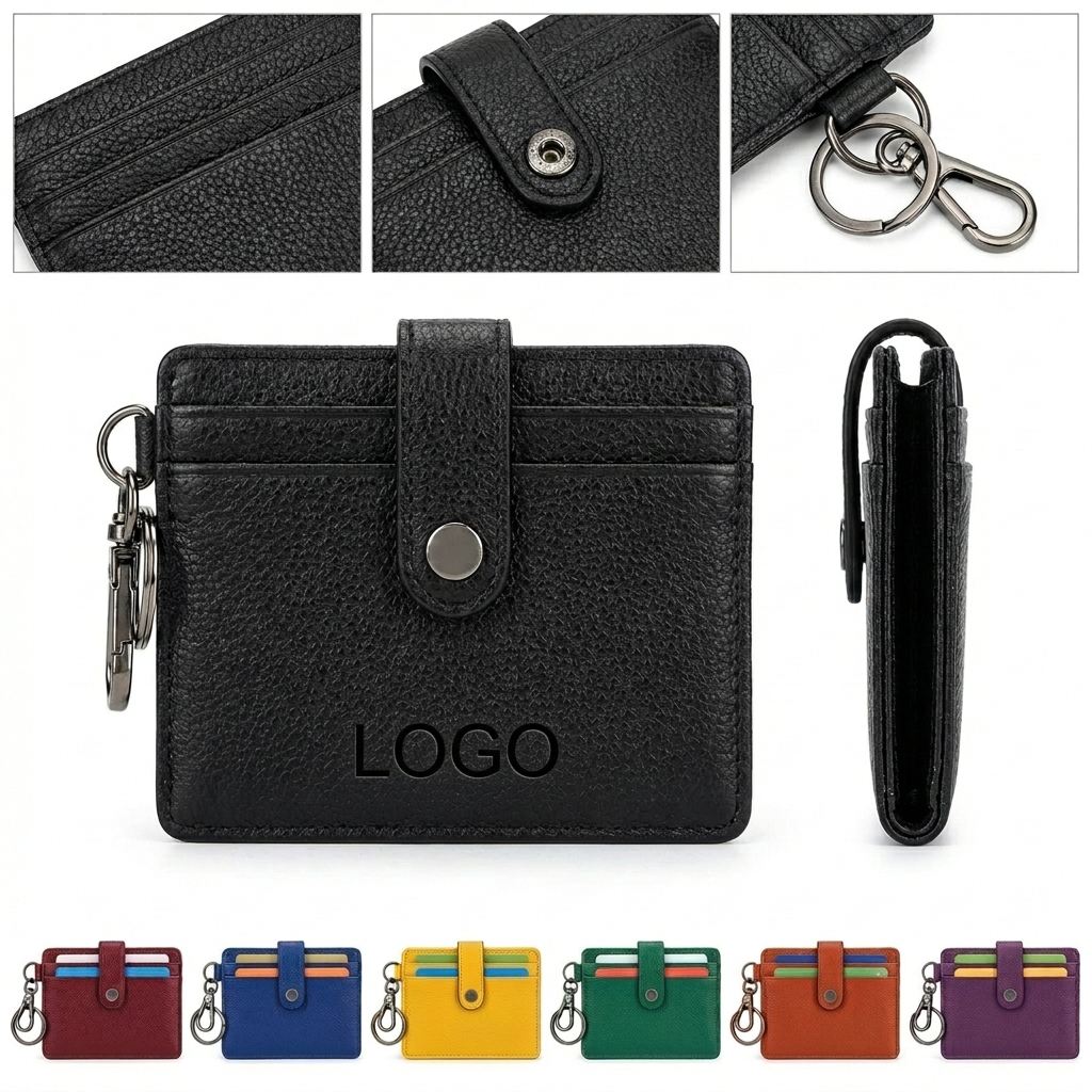 Unisex Multi-Functional Keychain Card Case with Split Ring
