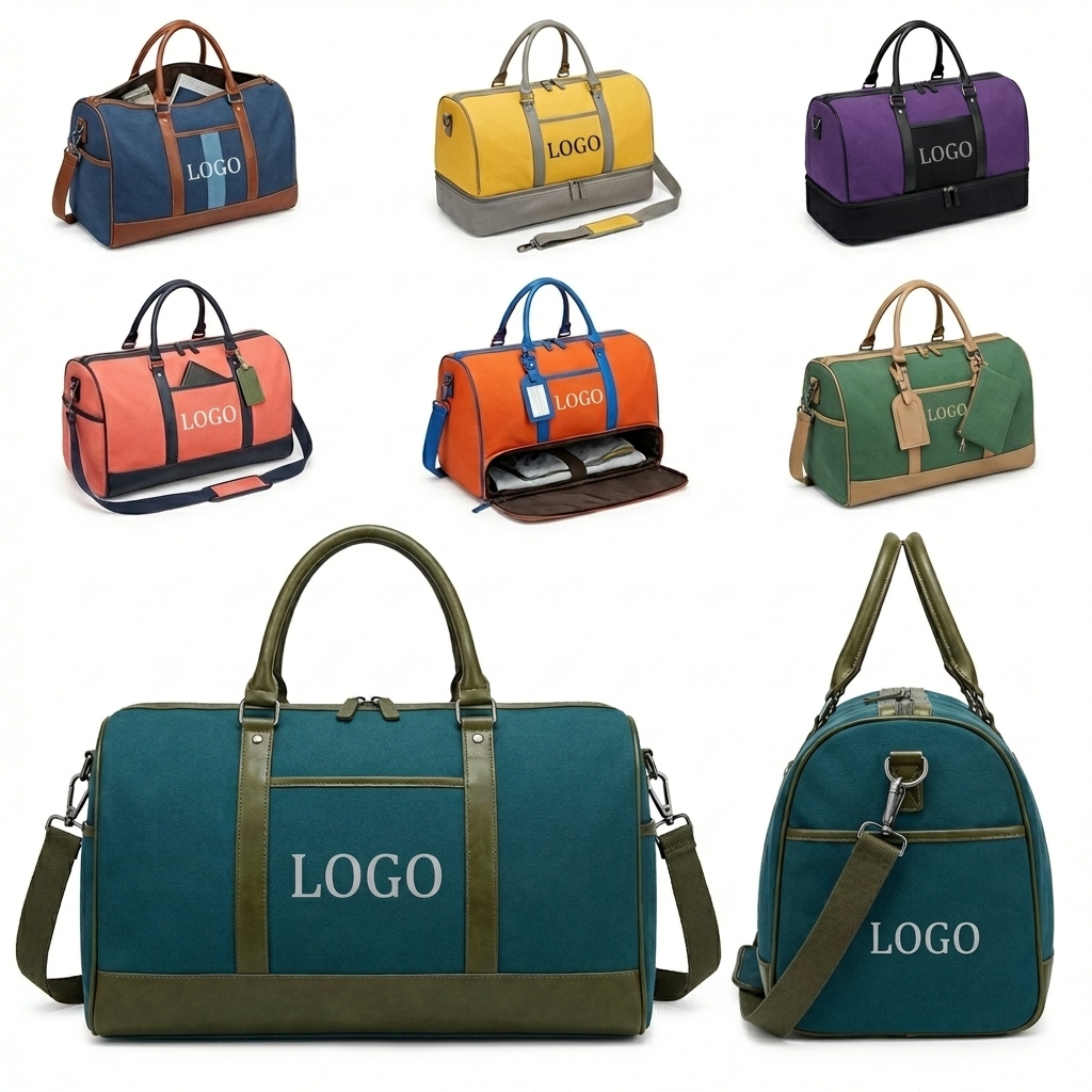 Family Travel Weekender Bag - Durable 30L Canvas Carryall with Crossbody Strap