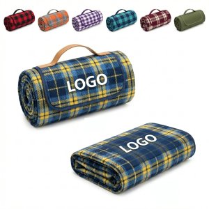 Portable Fleece Picnic Mat with Hook & Loop Closure and Logo Printing