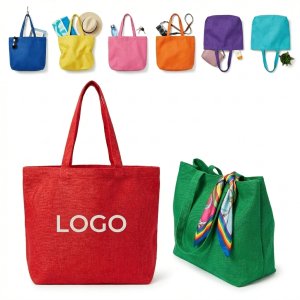 Woven Texture Solid Color Tote Bag Set