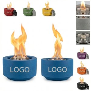 Concrete Tabletop Fireplace for Patio & Home with Clean-Burning Fuel