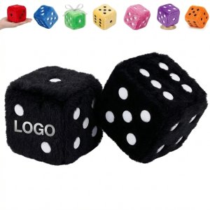 Retro Fuzzy Dice Car Mirror Charm - Customizable Plush Keychain Decor