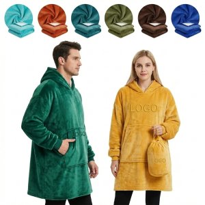 Oversized Hooded Blanket Sweatshirt - Cozy Sherpa Fleece Wearable Throw