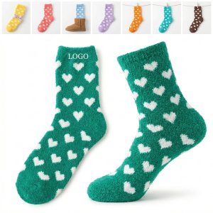 Year-Round Warmth Flanged Flat Socks for Women in Soft Coral Velvet